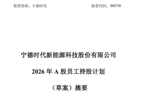 寧德時代官宣7.43億元員工持股計劃