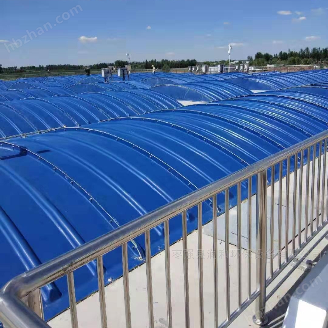 絮凝沉淀池加盖,玻璃钢拱形盖板部分可滑动