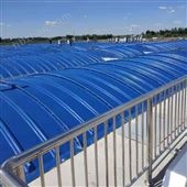 絮凝沉淀池加蓋,玻璃鋼拱形蓋板部分可滑動