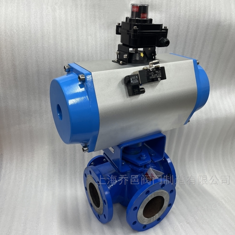 气动沥青保温三通旋塞阀 双电磁阀控制气动保温三通沥青阀