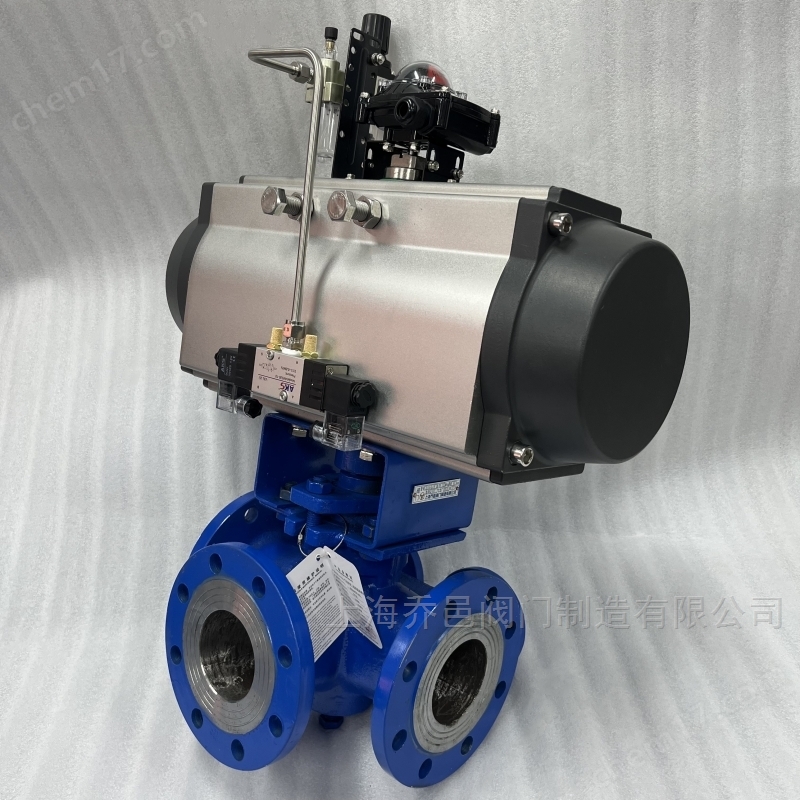 双电磁阀控制气动沥青保温三通旋塞阀.jpg 双电磁阀控制气动保温三通沥青阀