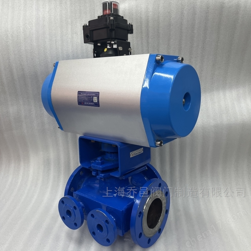 气动沥青保温三通旋塞阀 双电磁阀控制气动保温三通沥青阀